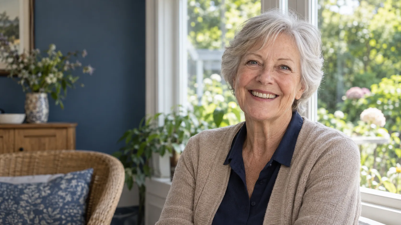 Fictief sfeerportret van een vrouw met een natuurlijke glimlach